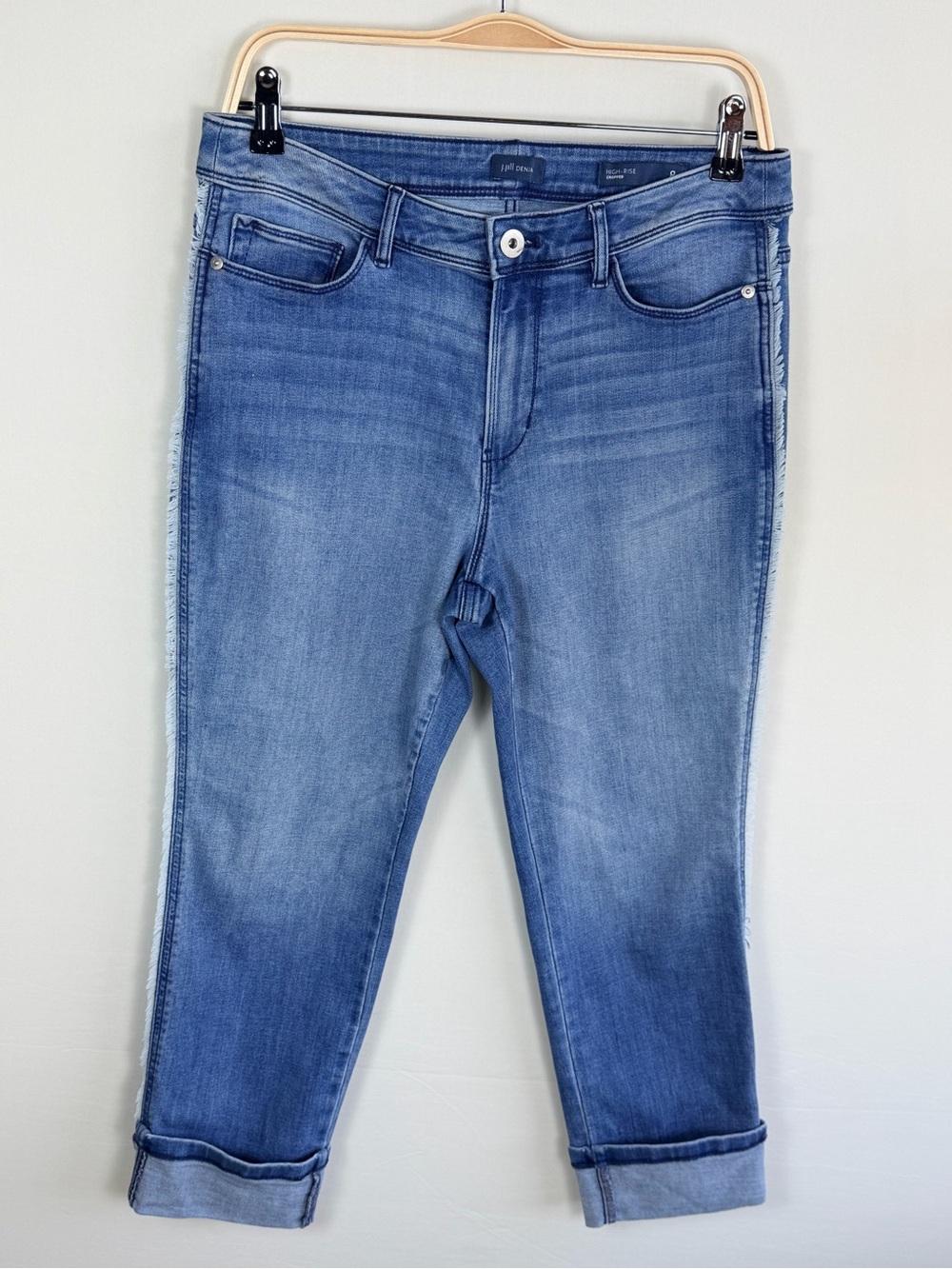 J.Jill High Rise Cropped Jeans Petite 8 Frayed Side Seam